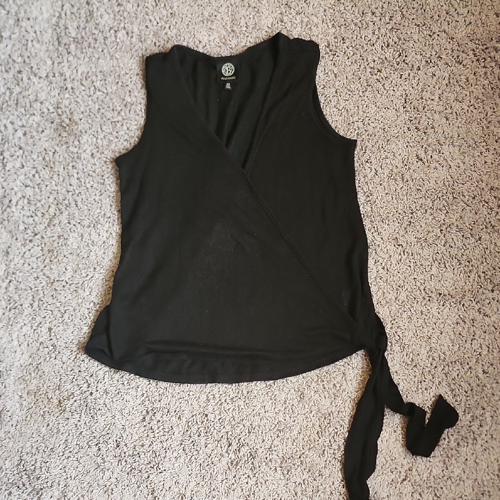 Black Sleeveless Wrap Top